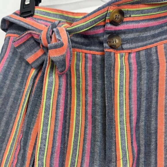 THML Blue Pink Orange Stripe Embroidered
Hem Tie Waist Cotton Blend Shorts NEW - Picture 6 of 16